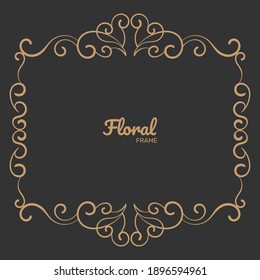 Abstract golden floral frame. - Vector.