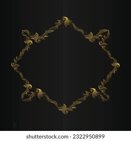 Abstract golden floral ornament on black background.