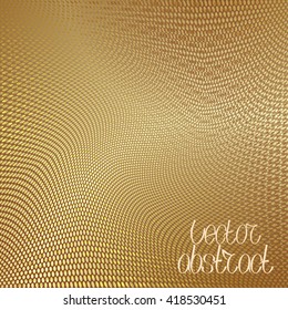 Abstract Golden Floral Pattern. Mesh Structure Texture Background. Vector Illustration