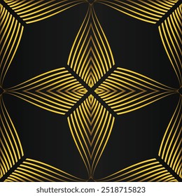 Patrón floral dorado abstracto en diseño de fondo negro
