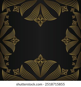 abstract golden floral pattern on black background design