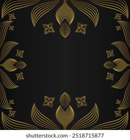 abstract golden floral pattern on black background design