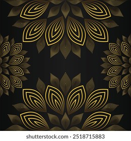 abstract golden floral pattern on black background design