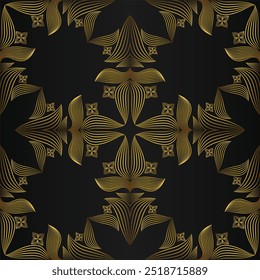 abstract golden floral pattern on black background design