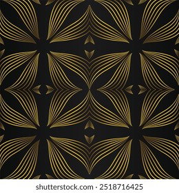 abstract golden floral pattern on black background design
