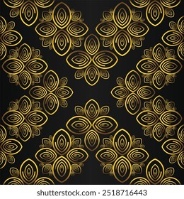 abstract golden floral pattern on black background design