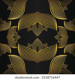 abstract golden floral pattern on black background design