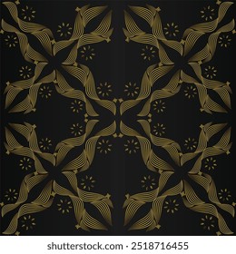 abstract golden floral pattern on black background design