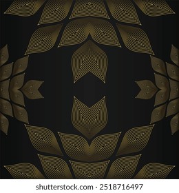 abstract golden floral pattern on black background design