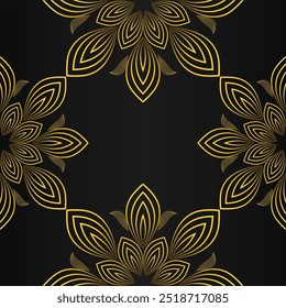 abstract golden floral pattern on black background design