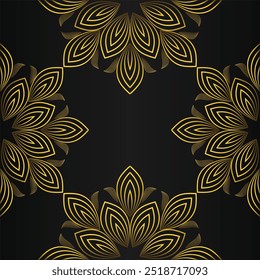 abstract golden floral pattern on black background design