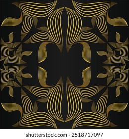 abstract golden floral pattern on black background design