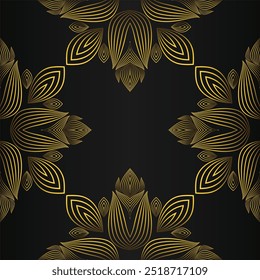 abstract golden floral pattern on black background design