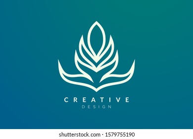 Abstract golden flower design. Modern minimalist and elegant vector. Suitable for spa, hotel, beauty, health, fashion, cosmetic, boutique, salon, yoga, therapy, and others.