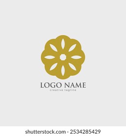 Abstract golden flower logo vector template