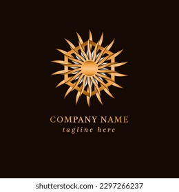 abstract golden flower sgape logo design