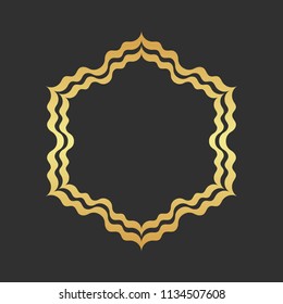 Abstract golden frame. Luxury gold ornamental element. 