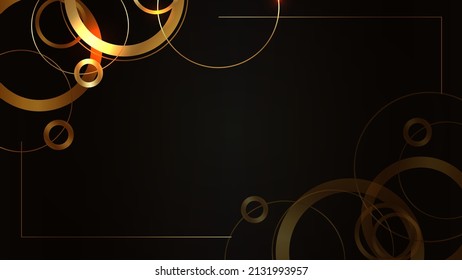 the abstract golden frame on the dark background, for the advertiser`s background.