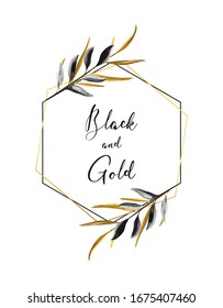 Abstract Golden Frame Watercolor Vector