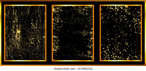Abstract golden frames in grunge style.