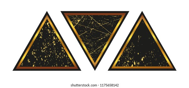 Abstract golden frames in grunge style.