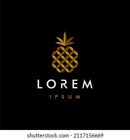 abstract golden geometric ananas pineapple logo icon shape vector, in trendy minimal luxury style design Illustration