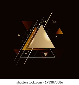 Abstract golden geometric background vector with triangles.