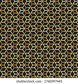 Abstrakter goldener, geometrischer, diamantförmiger Muster, Vektorhintergrund.