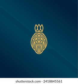 abstrakte goldene geometrische Linie Ananas Logo-Ikone Form Vektorgrafik, in trendigem minimalem Luxusdesign Illustration