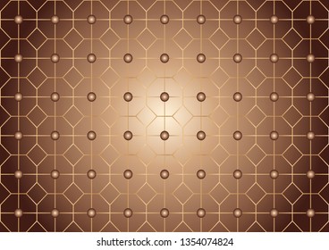 Abstract golden geometric pattern with lines, rhombuses
