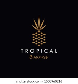 abstract golden geometric pineapple logo icon shape vector, in trendy minimal luxury style design Illustration