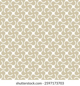 Abstract golden geometric seamless pattern. Elegant ornament texture with bold curved shapes, wavy grid, distorted surface. Funky groovy gold and white background. Repeatable vector playful design