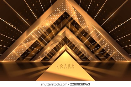 Abstract golden geometric shapes with light effects