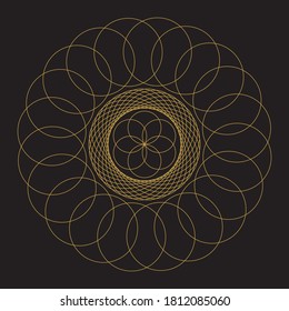 An abstract golden geometric spiral shape background image.