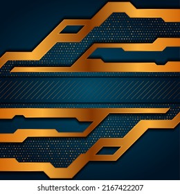 Abstract golden geometric stripes and dots modern background. Vector tech design