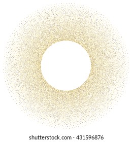 Abstract golden glitter dots background. Golden sparkling stippled pattern isolated on white background. 