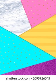 Abstract, golden, glitter, geometric background. Gold triangle. T Cool pattern with triangles. Vector illustration.
