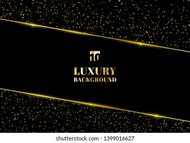 Abstract golden glitter and shiny gold frame on black background. Luxury elegant trendy style. You can use for wedding Invitation cards, packaging, banner, card, flyer, invitation, party, print