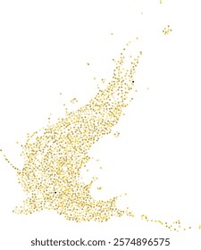 Abstract golden glitters, dotted particles flow, exuding glamour and enchantment. Ideal for luxury and holiday designs, the dynamic magic flow of particles, wavy scattered golden dots background.