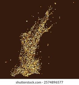 Abstract golden glitters, dotted particles flow, exuding glamour and enchantment. Ideal for luxury and holiday designs, the dynamic magic flow of particles, wavy scattered golden dots background.