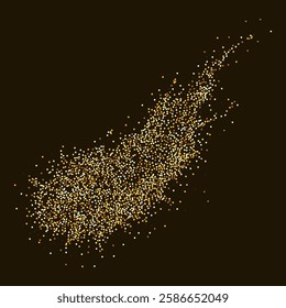 Abstract golden glitters, dotted particles flow, exuding glamour and enchantment. Ideal for luxury and holiday designs, the dynamic magic flow of particles, wavy scattered golden dots background.