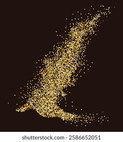 Abstract golden glitters, dotted particles flow, exuding glamour and enchantment. Ideal for luxury and holiday designs, the dynamic magic flow of particles, wavy scattered golden dots background.