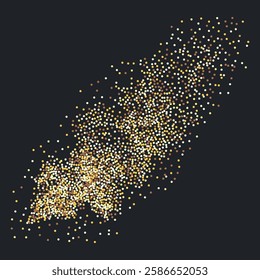 Abstract golden glitters, dotted particles flow, exuding glamour and enchantment. Ideal for luxury and holiday designs, the dynamic magic flow of particles, wavy scattered golden dots background.