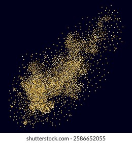 Abstract golden glitters, dotted particles flow, exuding glamour and enchantment. Ideal for luxury and holiday designs, the dynamic magic flow of particles, wavy scattered golden dots background.