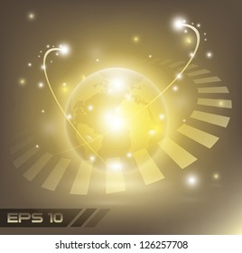 Abstract golden globe vector background illustration