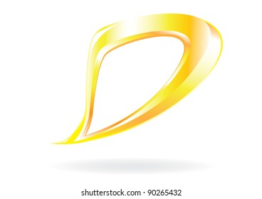 Abstract golden glossy speech bubble isolated on white. Vector illustration.