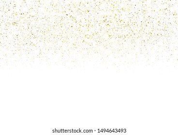 Abstract golden glowing dust particles graphic design. Sparkling mosaic confetti background. Vector illustration