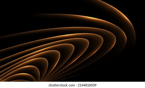 Abstract golden glowing lines effect on black background