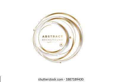 Abstract Golden glowing shiny Circle lines effect vector background. Use for modern design, cover, poster, template, brochure, decorated, flyer, banner.