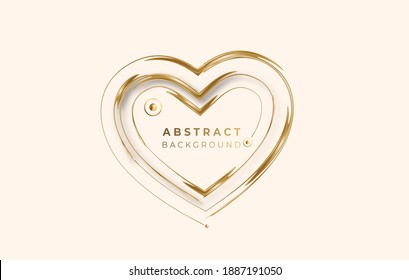 Abstract Golden Glowing Shiny Heart frame vector background. Use for modern design, cover, poster, template, brochure, decorated, flyer, banner.